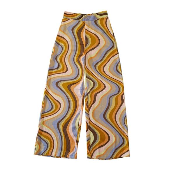 Urban Outfitters Pants - Urban Outfitters Retro Swirl Print Wide Leg Pants 70s Style XS